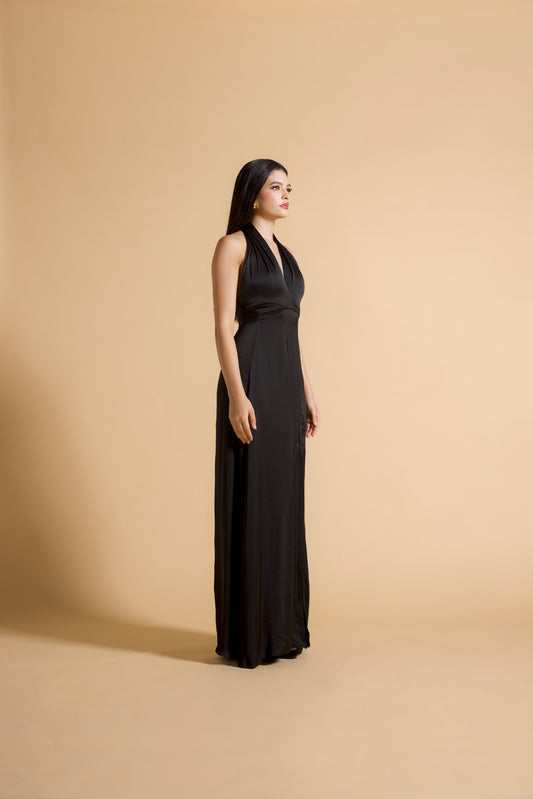 Halter V-neck Slit Dress