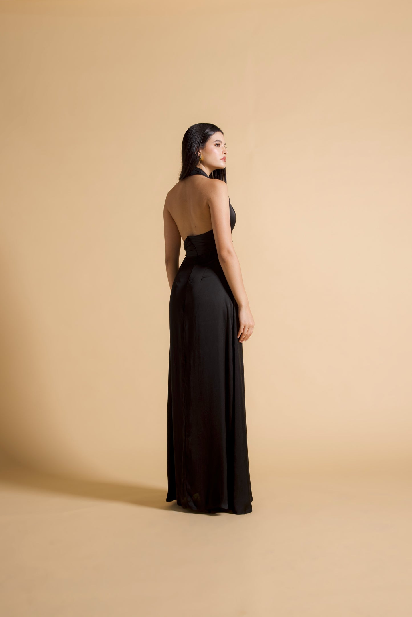 Halter V-neck Slit Dress