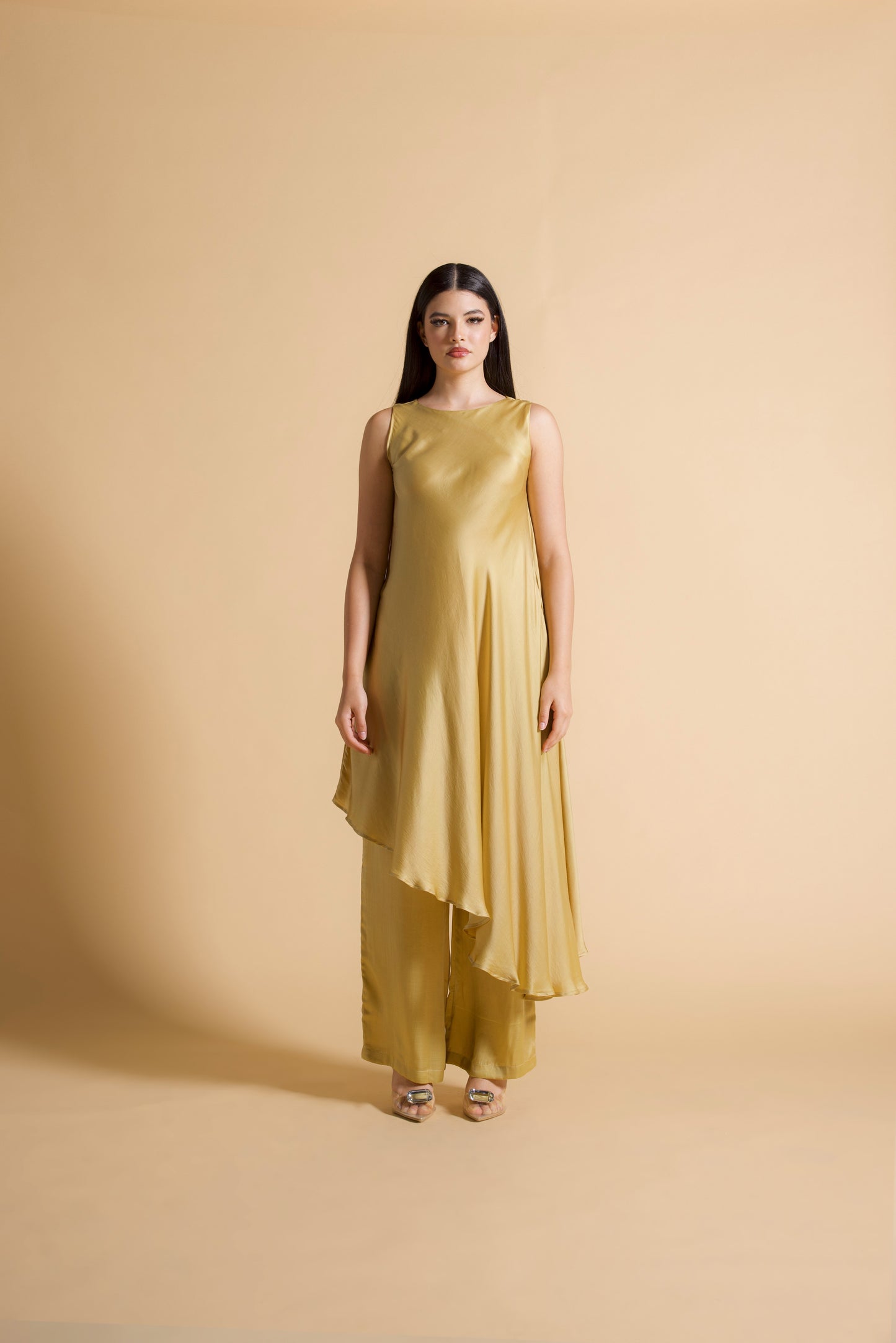 Asymmetric Sleeveless Long Tunic